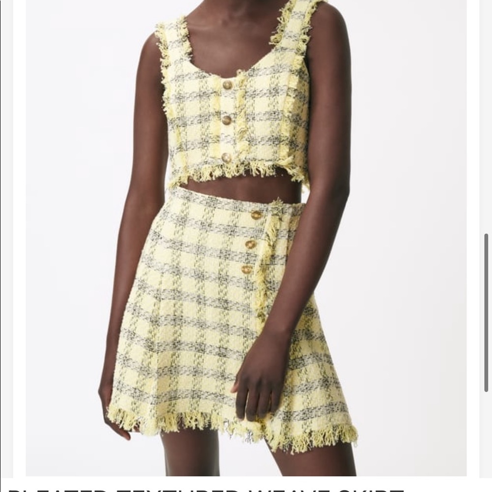 Yellow designer tweed top. Matching skirt also available - Picture 4 of 8